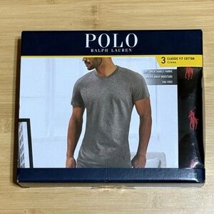 Polo Ralph Lauren Solid Black Crew Cotton T-shirts 3-Pack Large New In Box